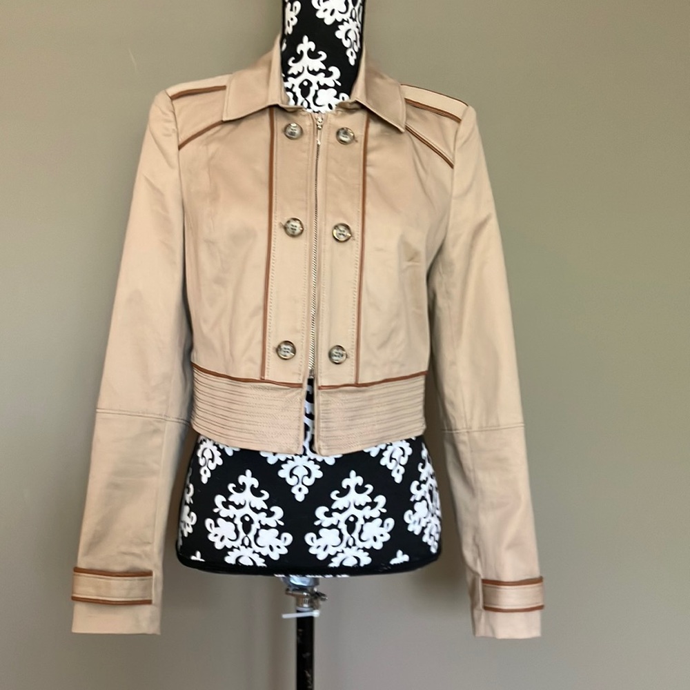 Fun beige and tan White House black market bomber jacket